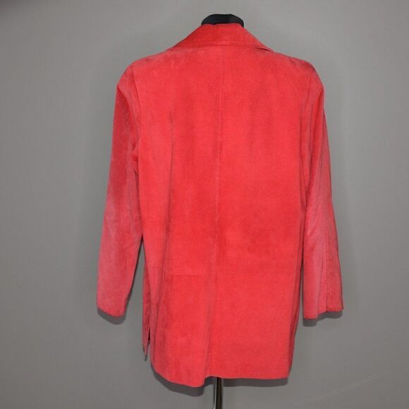 Vintage 90's Cherry Red Suede Leather Jacket Blazer Sz XS - Picture 4 of 8